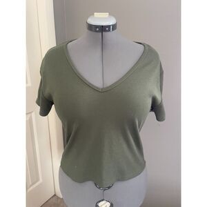 Rue+ | Ribbed V-Neck Top | Olive Green | Women’s 2X | Excellent Condition
